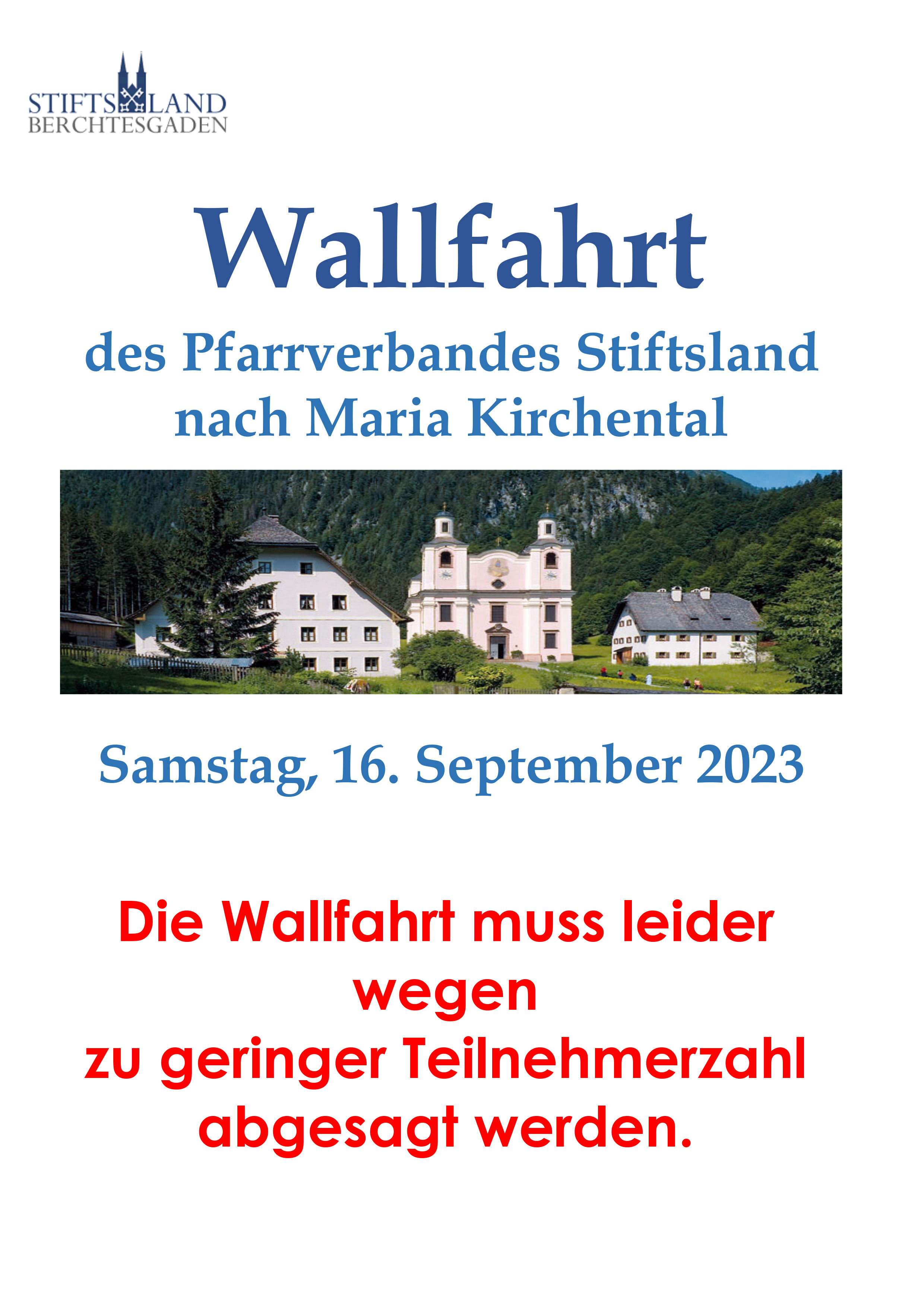 Wallfahrt abgesagt