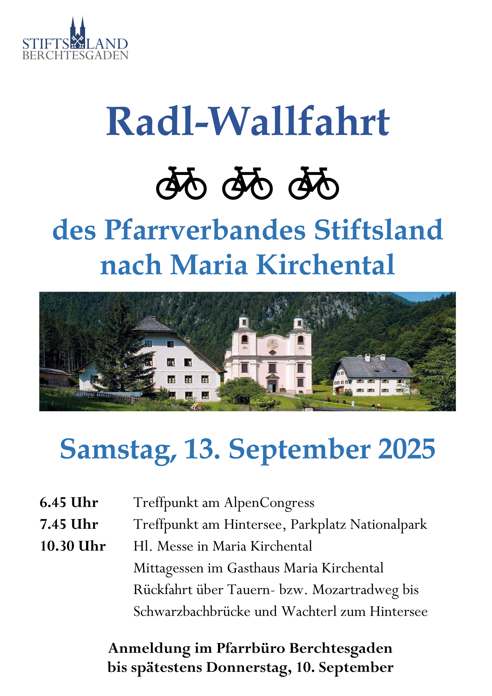 Radlwallfahrt des Pfarrverbandes Stiftsland nach Maria Kirchenthal